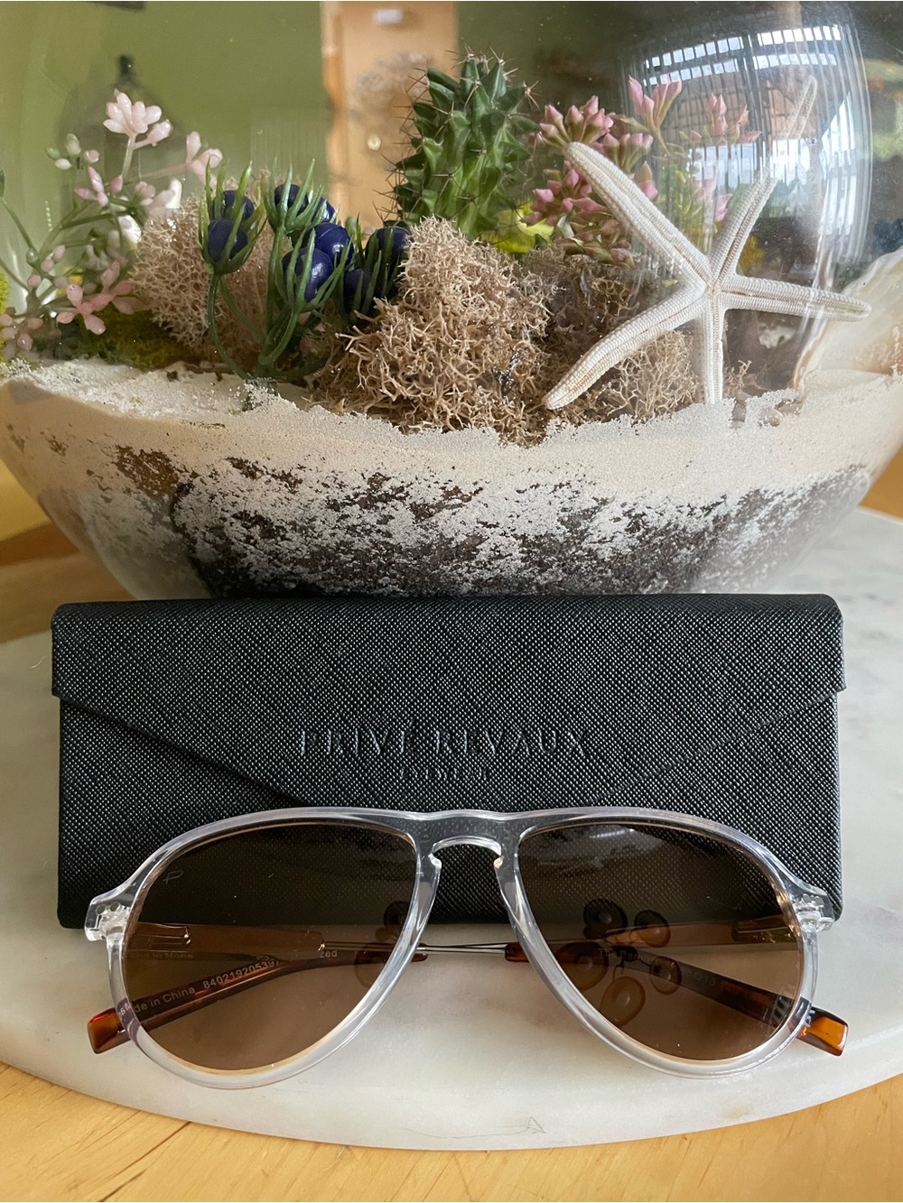 Prive Revaux Unisex Clear Frame Brown Gradient Sunglasses